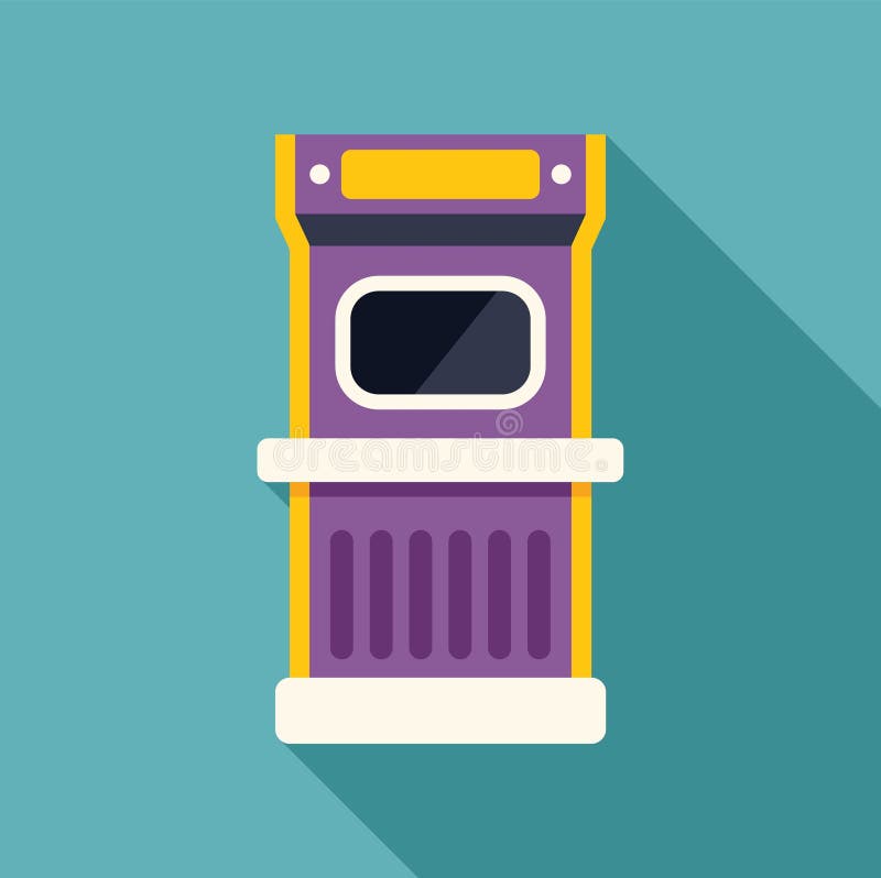 Purple retro arcade game showing blank screen with long shadow stock illustration