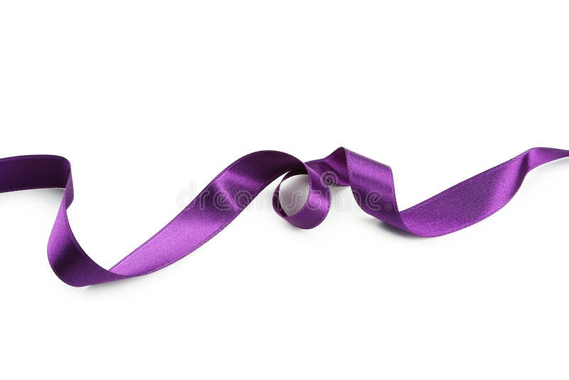 Purple Ribbon with Bow on a White Background Stock Photo Image of