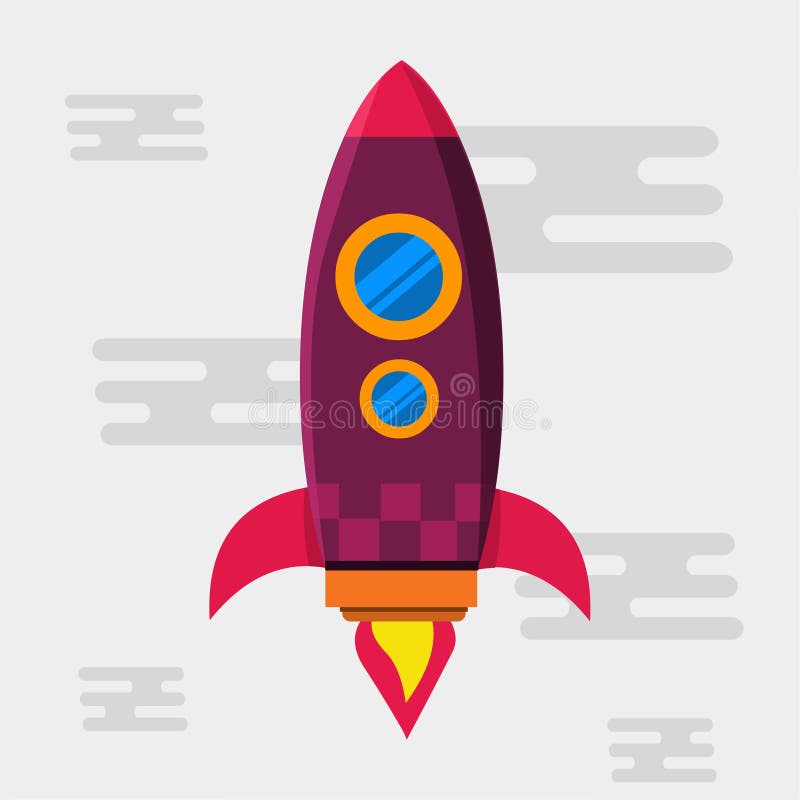 Purple rocket take off illustration vector illustration.