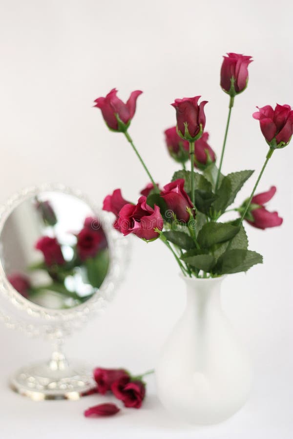 Purple Roses In A Vase With Mirror Stock Image Image 13287673