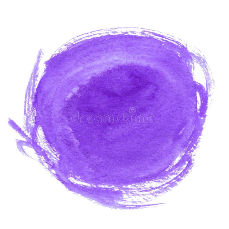 Purple Round Watercolor Brush Stroke Isolated on a White Background