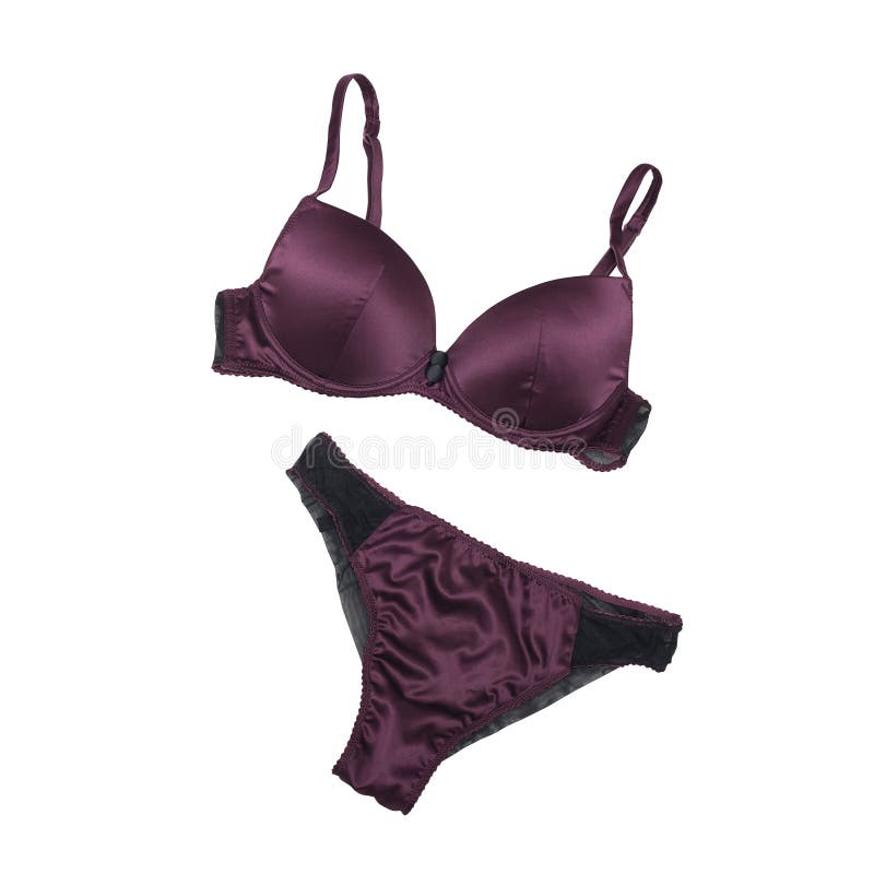 Purple Satin Lingerie. Isolate. White Background Stock Photo - Image of  bralett, flat: 152265596