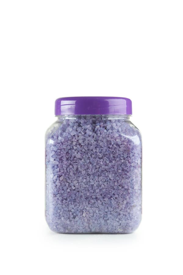 Purple Sea Salt in Bottle Isolated on a White Stock Image Image of
