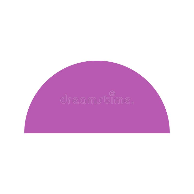Purple Semicircle Basic Simple Shapes Isolated on White Background