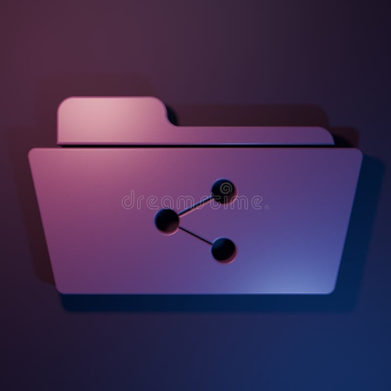 Purple Share folder icon isolated on purple-blue background. Folder sharing. Folder transfer sign. Minimalism concept stock illustration