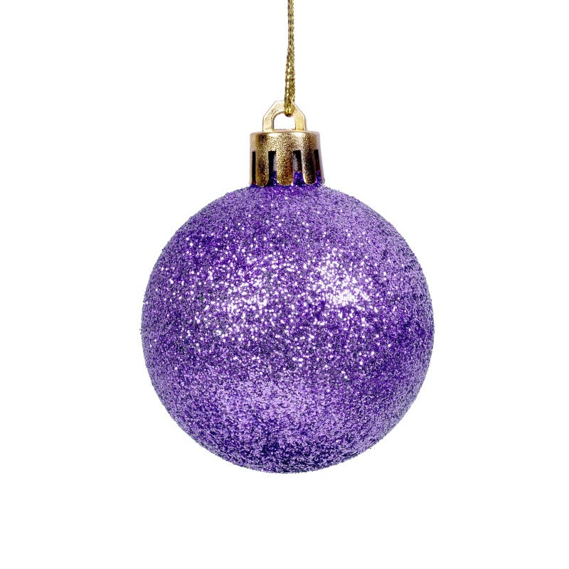 Purple Shiny Christmas Ball Isolated White Background. Stock Photo ...