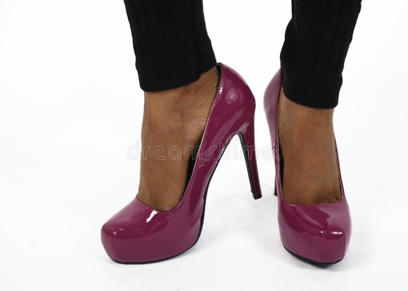 Purple shoes on legs stock photo. Image of fuchsia, material 23135754