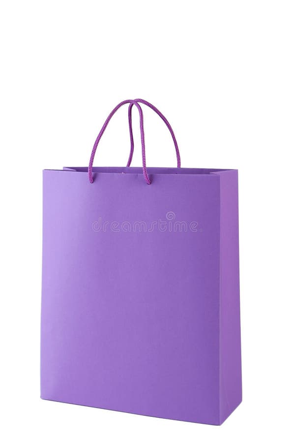 Purple Shopping Paper Bag Isolated on White Stock Image Image of