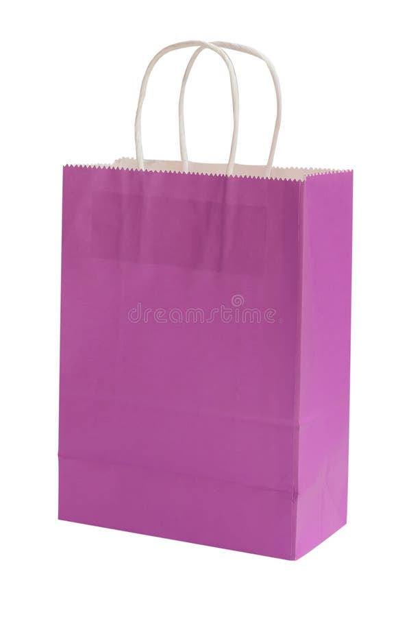 Purple Shopping Bag Isolated On White Background. Clipping Path. Stock