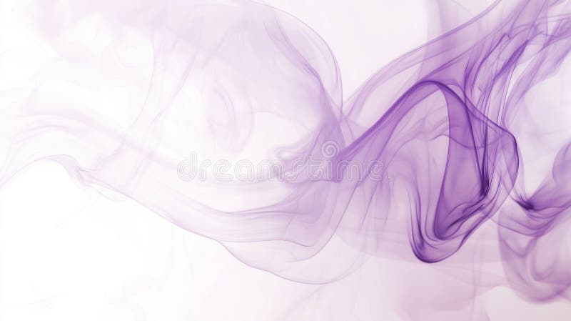 Purple smoke is swirling on a white background, creating a dreamy and ethereal atmosphere. The image is perfect for royalty free stock photo
