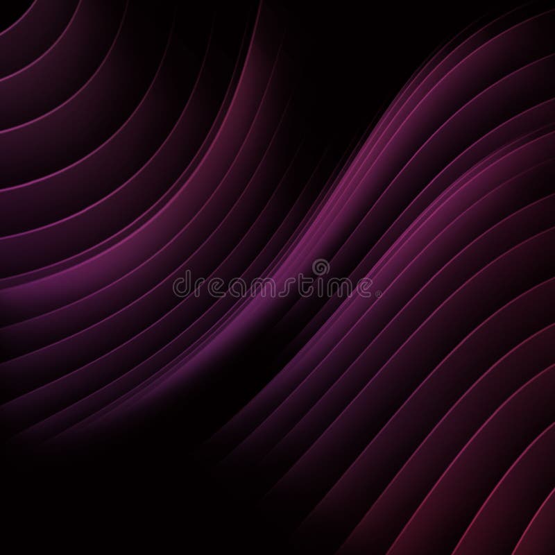 Purple Smooth Wavy Stripes With Neon Glow Lines On A Black Background