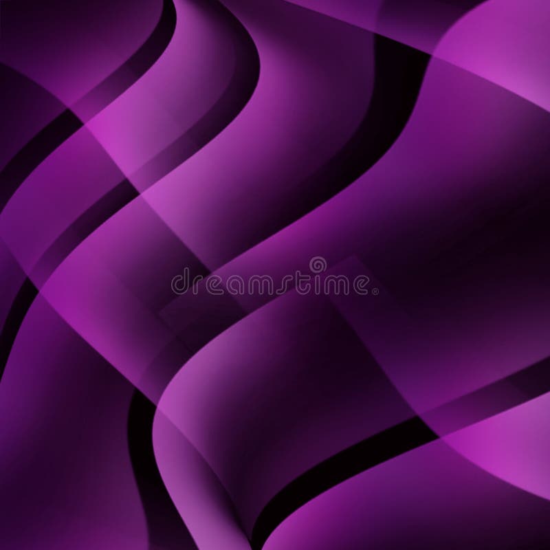 Purple Smooth Wavy Stripes With Neon Glow Lines On A Black Background