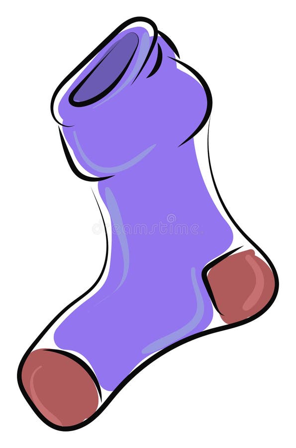 Vector Illustration Of Purple Christmas Gift Sock Isolated On White Background. Stock Vector