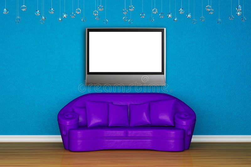 Purple sofa with LCD tv