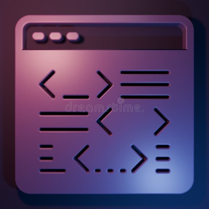 Purple Software, εικονίδιο κώδικα προγραμματισμού web developer απομονωμένο σε φόντο μωβ-μπλε. Javascript script υπολογιστή διανυσματική απεικόνιση