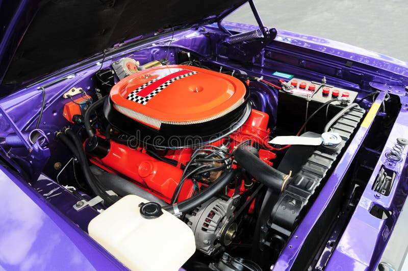 Red Car Engine stock image. Image of fuel, gears, mechanical