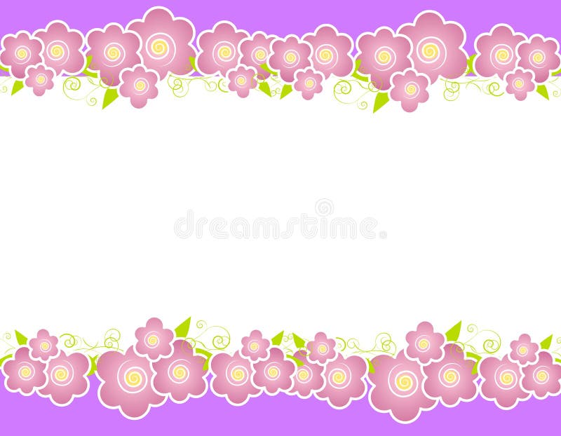 Purple Spring Flowers Border Stock Illustration 