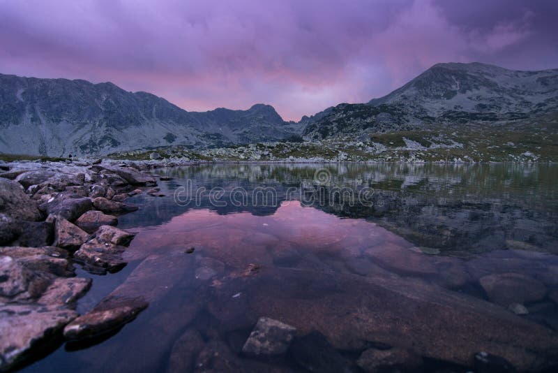 Purple Sunset Over The Mountains Stock Image Image Of Mountains