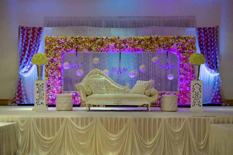 Purple Themed Wedding Stage Decorations Stock Image ...