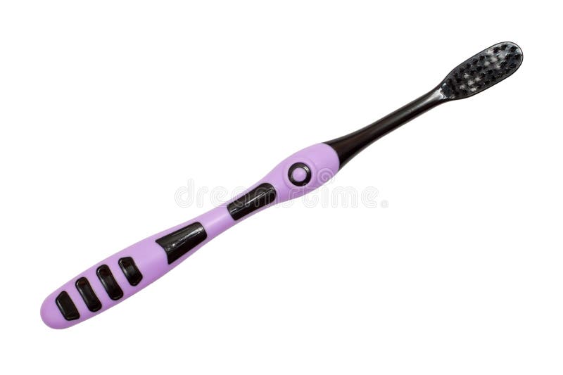 Purple toothbrush on a white background stock images