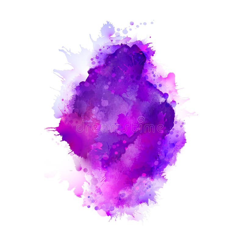 Purple, violet, lilac and blue watercolor stains. Bright color element for abstract artistic background.