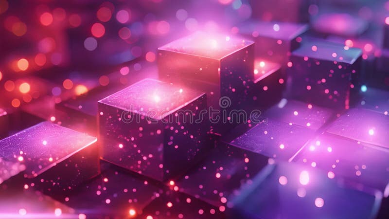 Purple volumetric cubes form abstract shapes in mesmerizing patterns. vector illustration