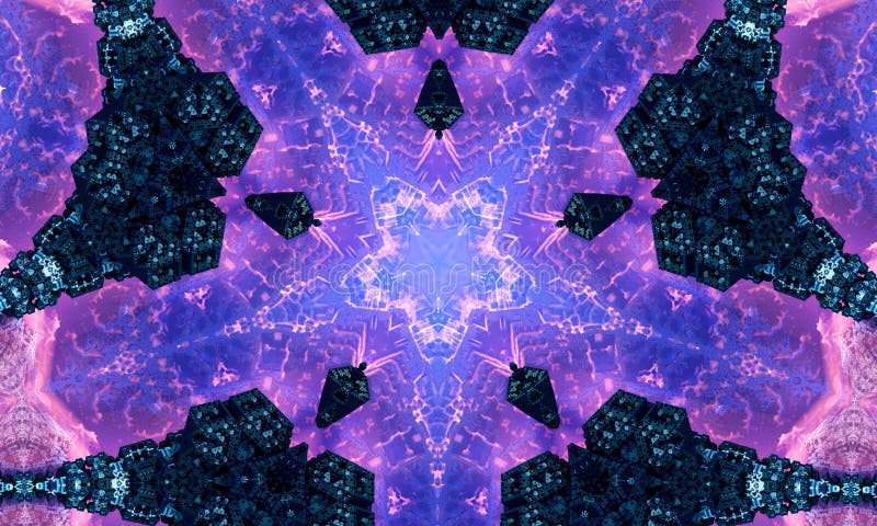 Purple White and Indigo Star Kaleidoscope Wallpaper vector illustration