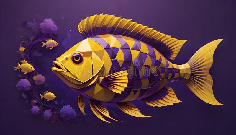 Purple, Yellow Fish in a Sea Stock Photo - Image of animal, beautiful
