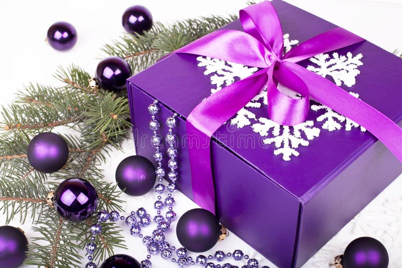 Purple Present Box Isolated Stock Image Image of celebration, decor