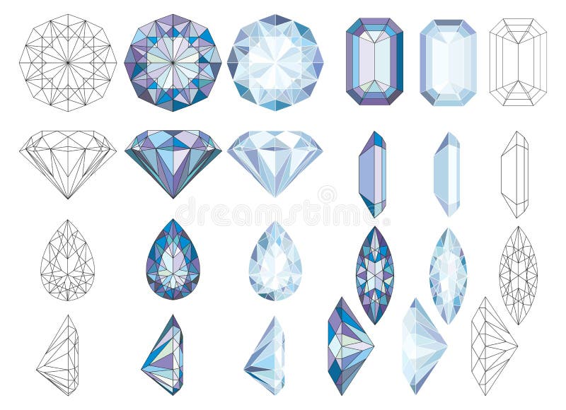 Purpule Diamond Crystals Vector Clip Art