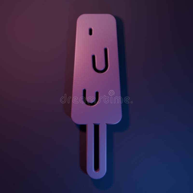 Purpures Eiscreme auf Stabsymbol isoliert auf lila Hintergrund. Süßigkeitszeichen. Minimalkonzept 3D-Darstellung lizenzfreie abbildung