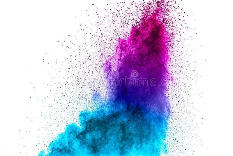 Purpurowy błękitny koloru proszka wybuch na białym tle fotografia royalty free Purpurowy błękitny koloru proszka wybuch na białym tle fotografia royalty free