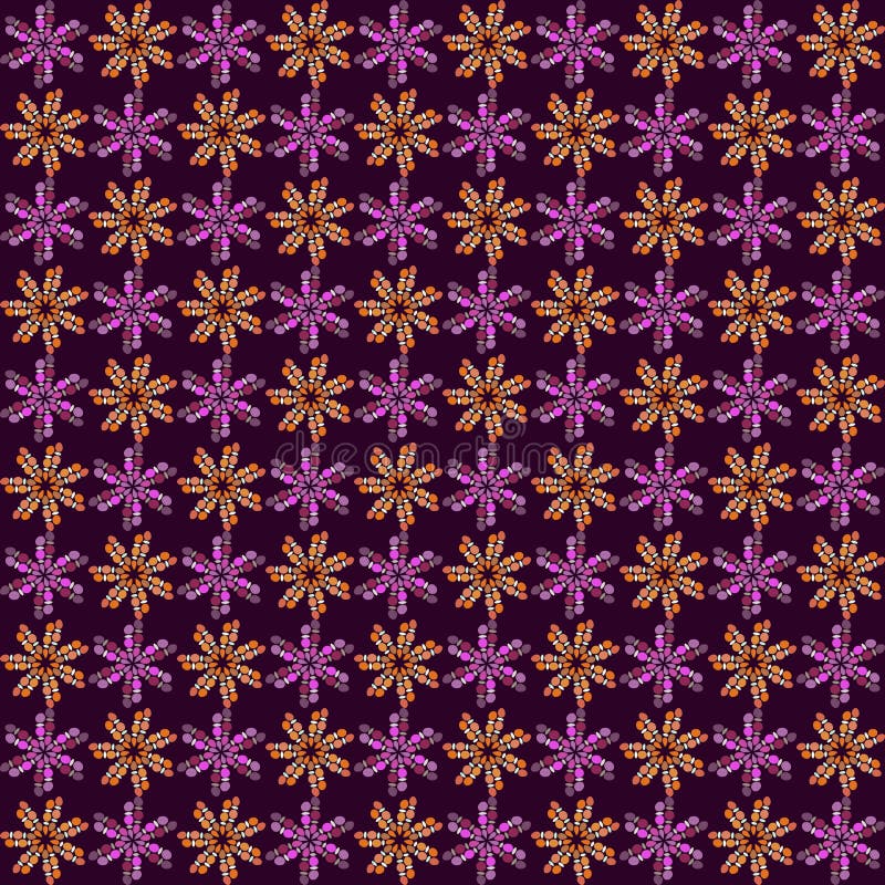 Purpurrote und orange Mosaikblumen vektor abbildung Purpurrote und orange Mosaikblumen vektor abbildung