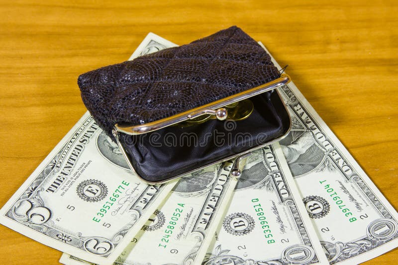 Purse and dollars stock photo. Image of accumulations - 63947994