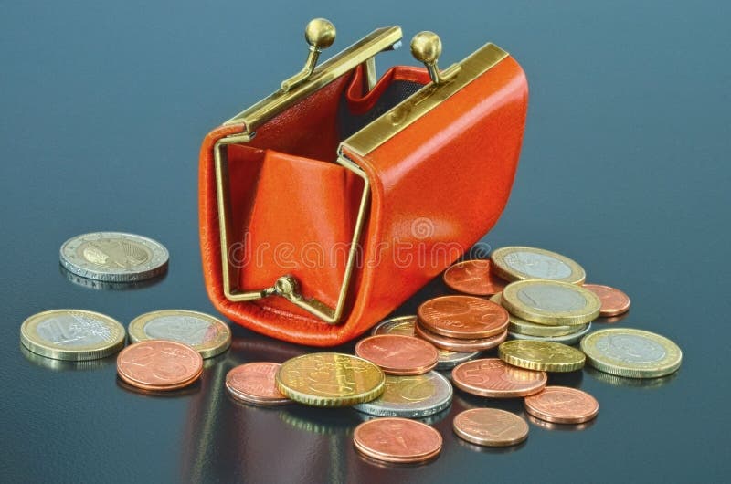 Purse and euro coins