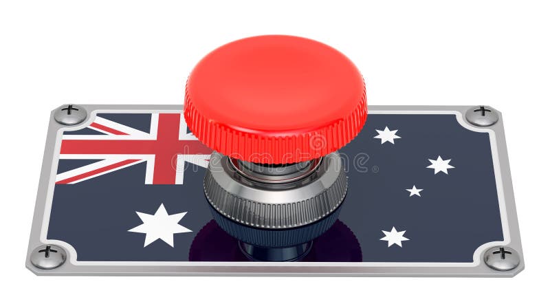 Push button with Australian flag, 3D rendering stock illustration