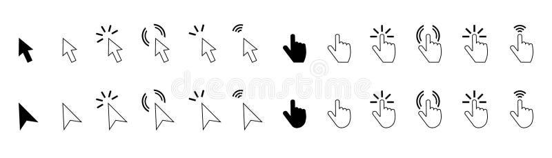 Push button. Cursor of computer mouse. Vector illustration. EPS 10 vector illustration