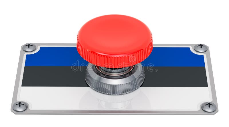 Push button with Estonian flag, 3D rendering royalty free illustration