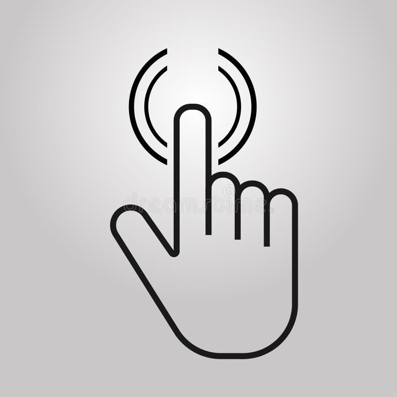 Push button. Hand icon on gray background. Cursor of computer mouse. Vector illustration vector illustration