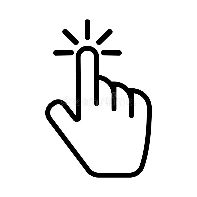 Push button. Hand icon on white background. Cursor of computer mouse. Vector illustration. EPS 10 stock illustration