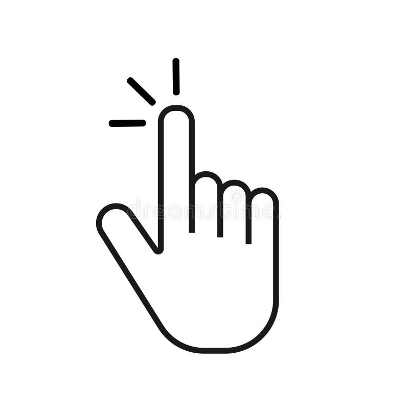 Push button. Hand icon on white background. Cursor of computer mouse. Vector illustration royalty free illustration