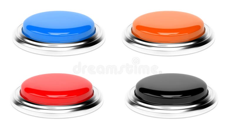 Push buttons. Collection. 3d rendering illustration isolated stock illustration