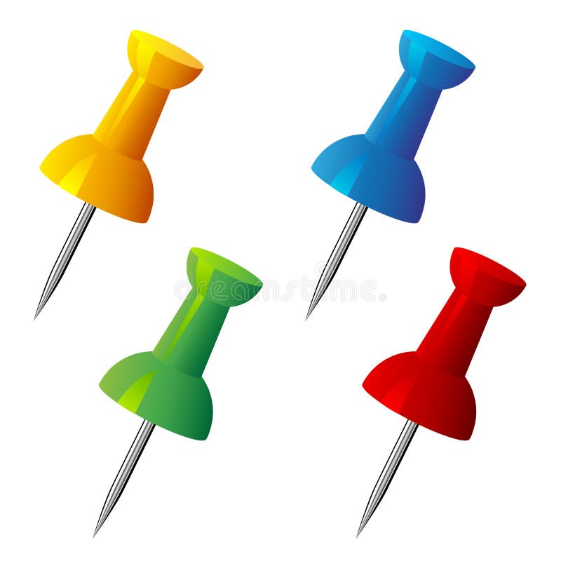 Set of push pins in different colors. Thumbtacks - Stock Illustration  [75144803] - PIXTA