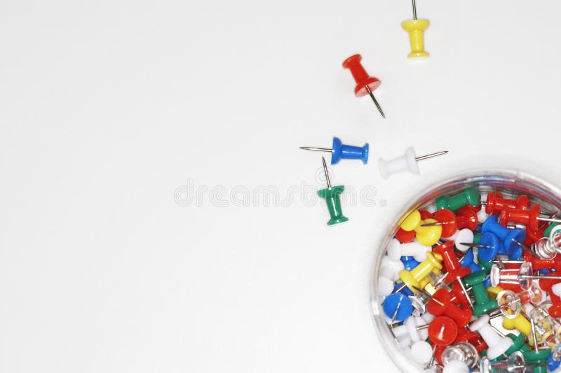 Container of Push Pins stock image. Image of blank, photograph 12640127