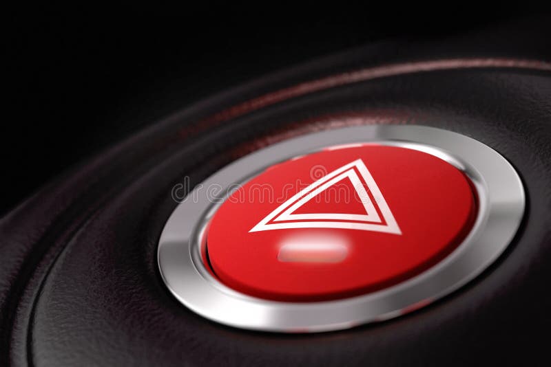 Warning Light Red Button. Car Dashboard Element on Black Background Stock  Vector - Illustration of triangle, internet: 129513768