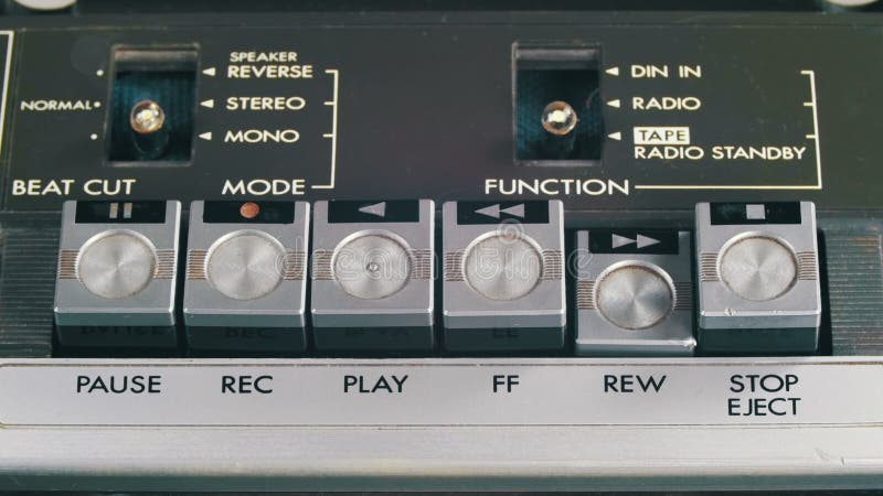 Press fast forward button on retro audio, Stock Video