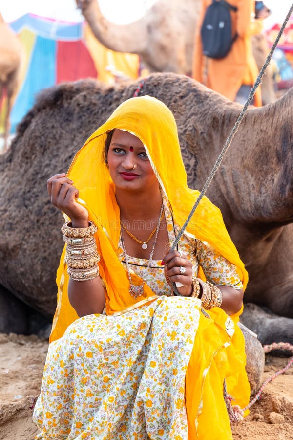 Indian Rajasthani Woman with Camel at Pushkar Editorial Photo - Image of  clothes, asian: 191988881