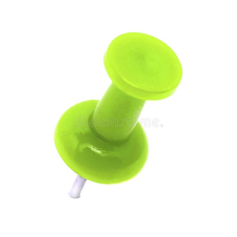 Green Push Pin Isolated On White Background Thumbtack Pushpin Tack ...