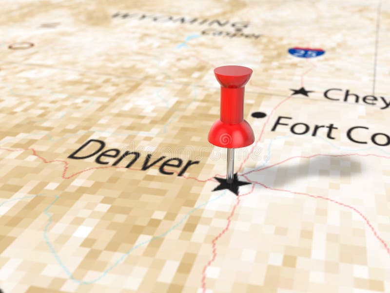 Pushpin On Denver Map Stock Illustration Illustration Of