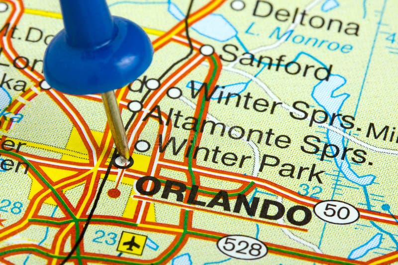 Pushpin in Orlando Florida Map